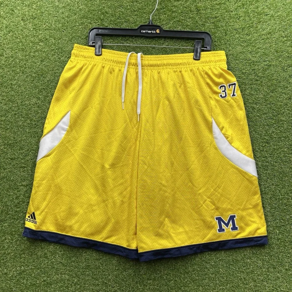 Michigan Wolverines Adidas Shorts Mens Extra Large Team Issued Basketball Y2K
